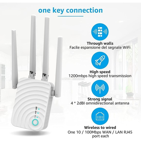 WiFi Extender Wireless Signal Booster Cover to 5000sq.ft and 35 Devices - Picture 4 of 6